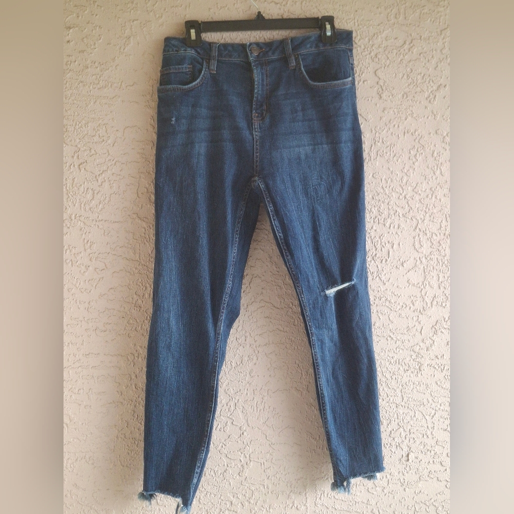 YMI Mid Rise Ankle Skinny Jeans WomenYMI Dark Blue Ankle Jeans - Cropped Raw Hem